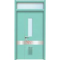 Engineering interior unequal double and single HPL skin commercial wood doors with glass