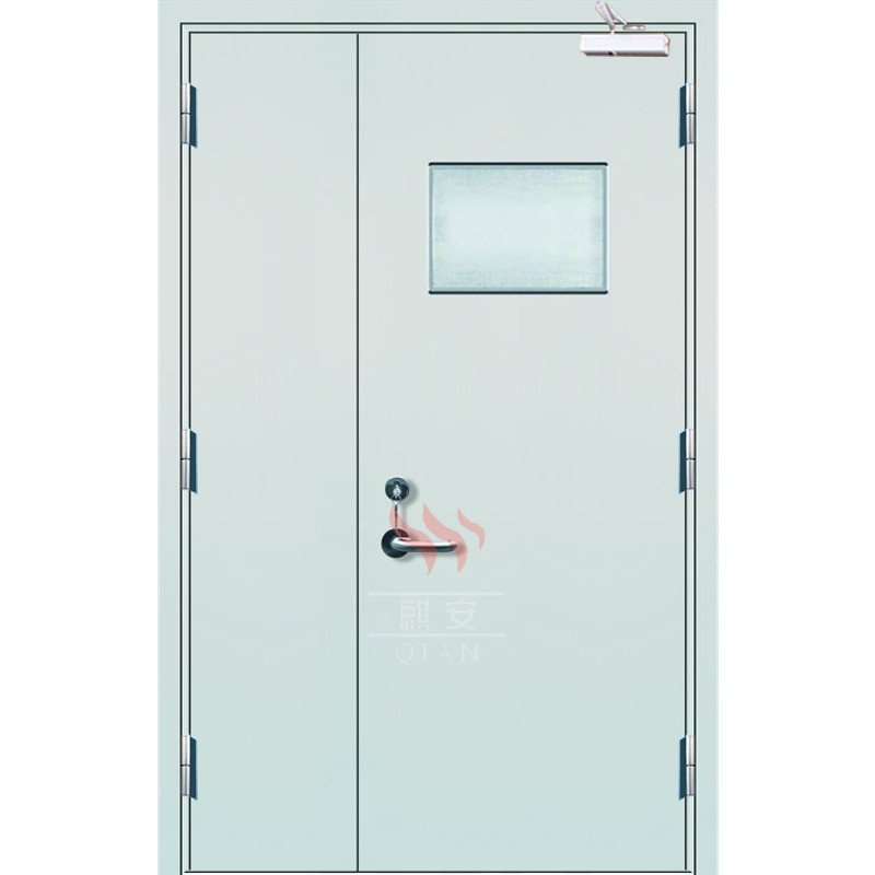 Mother & son door fire rated steel swing entry doors with glass panel