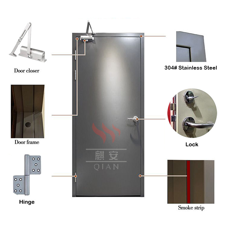 Qian-Find 60 Minutes Stainless Steel Metal Fire Rated Doorsmother-son Door With-9