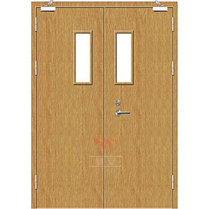 Anti fire resistant manufacturer fireproof wood double door with glass