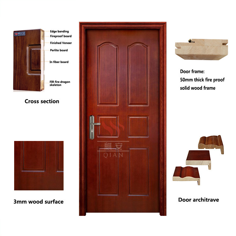Qian-Custom 6 Panel Internal Anti Fire Rated Wood Door | Fire Rated Access Doors-11