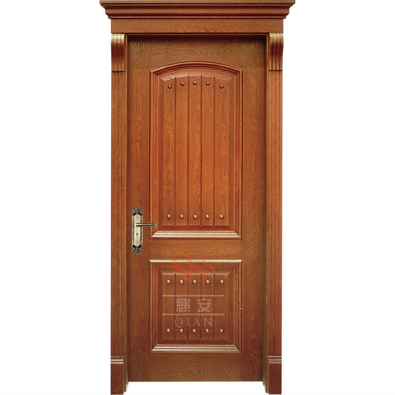 PU coated solid wood doors plain solid fancy wood entry doors design