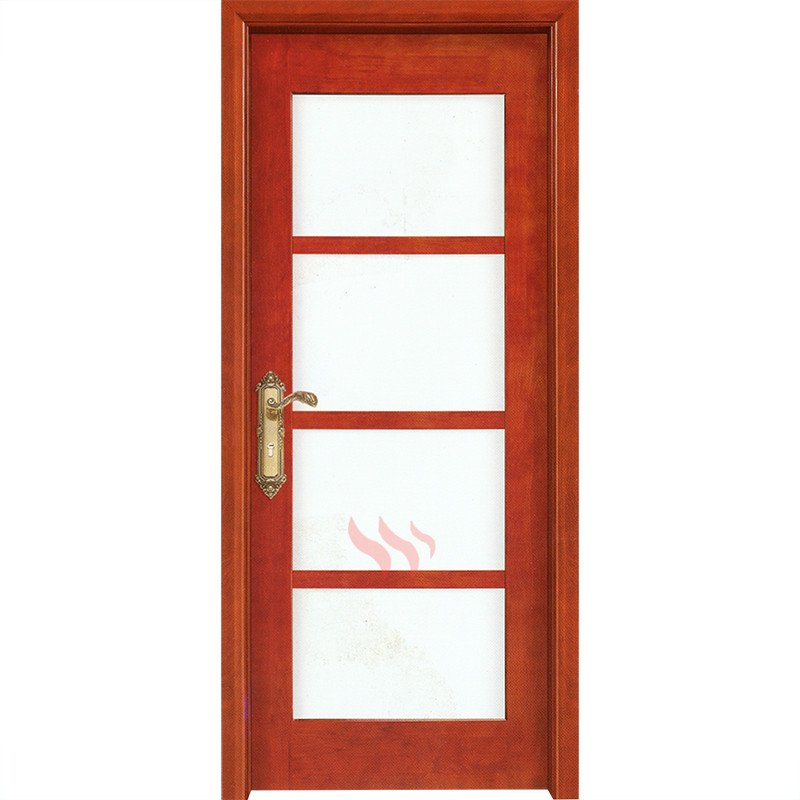 Solid wood door interior hardwood wooden door with 4 panel glass