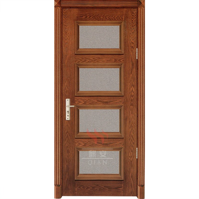 Solid wood 4 panel interior doors with frosted glass inserts