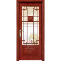 China style glass insert solid wood interior timber doors