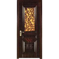 Villa 2 panel doors fancy pu coated solid wood carving door design
