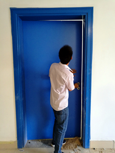 Engineering  HPL veneer finished interior semi core wood doors with glass