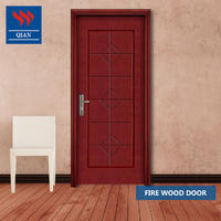 1 hour wood Grain Painting solid anti fire rated wooden door with BS certificate