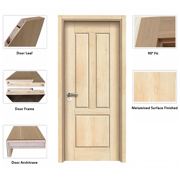 Qian-Security Moulded Skin Hdf Wood Door Melamine Wood Pvc Composite Doors |-2