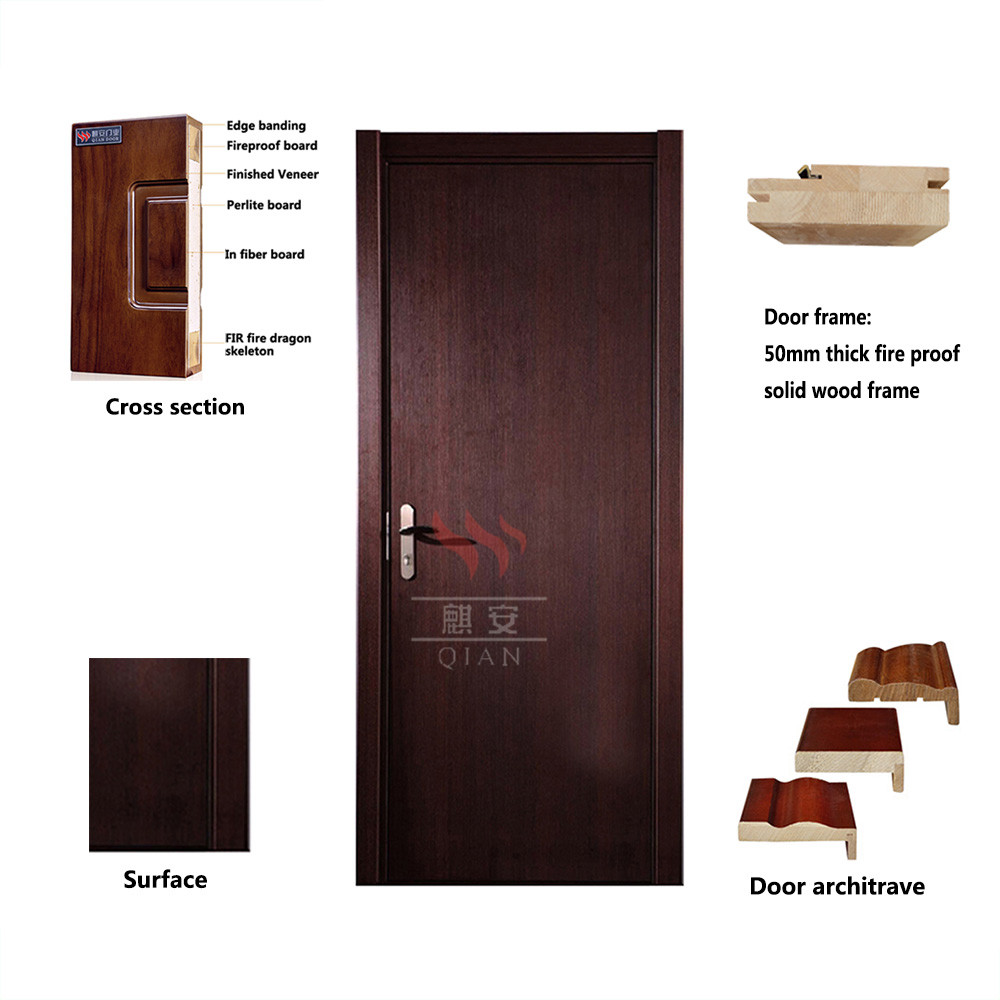 Qian-Flush Fireproof Solid Wood Door Veneered Fire Door | Interior Wood Doors-3